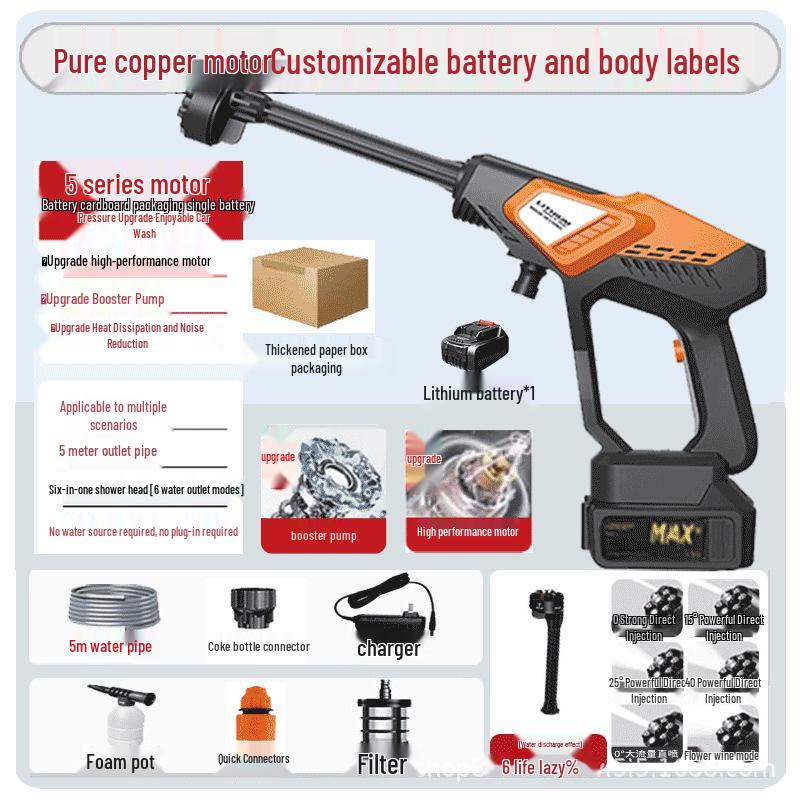 

Портативная беспроводная литиевая аккумуляторная мойка высокого давления для домашнего использования 5-cell Battery