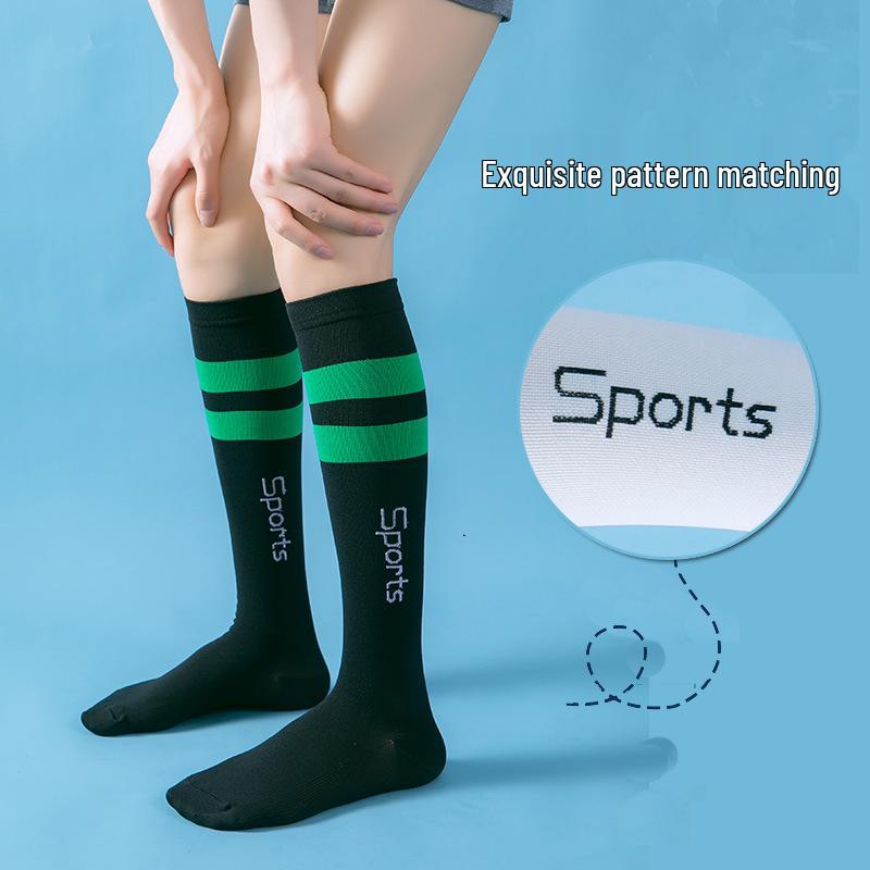 Meias de Compressão Acima do Joelho para Yoga, Aeróbica e Corrida - Design Elegante de Duas Listras