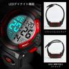 Senors Watch Digital Sports 50m Waterproof Stylish Multifunctional LED Display Outdoor Watch Men's (3-Red)