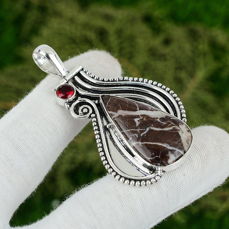 

Natural Coconut Jasper Mozambique Garnet Wife Ethnic Pendant Jewelry 925 Silver