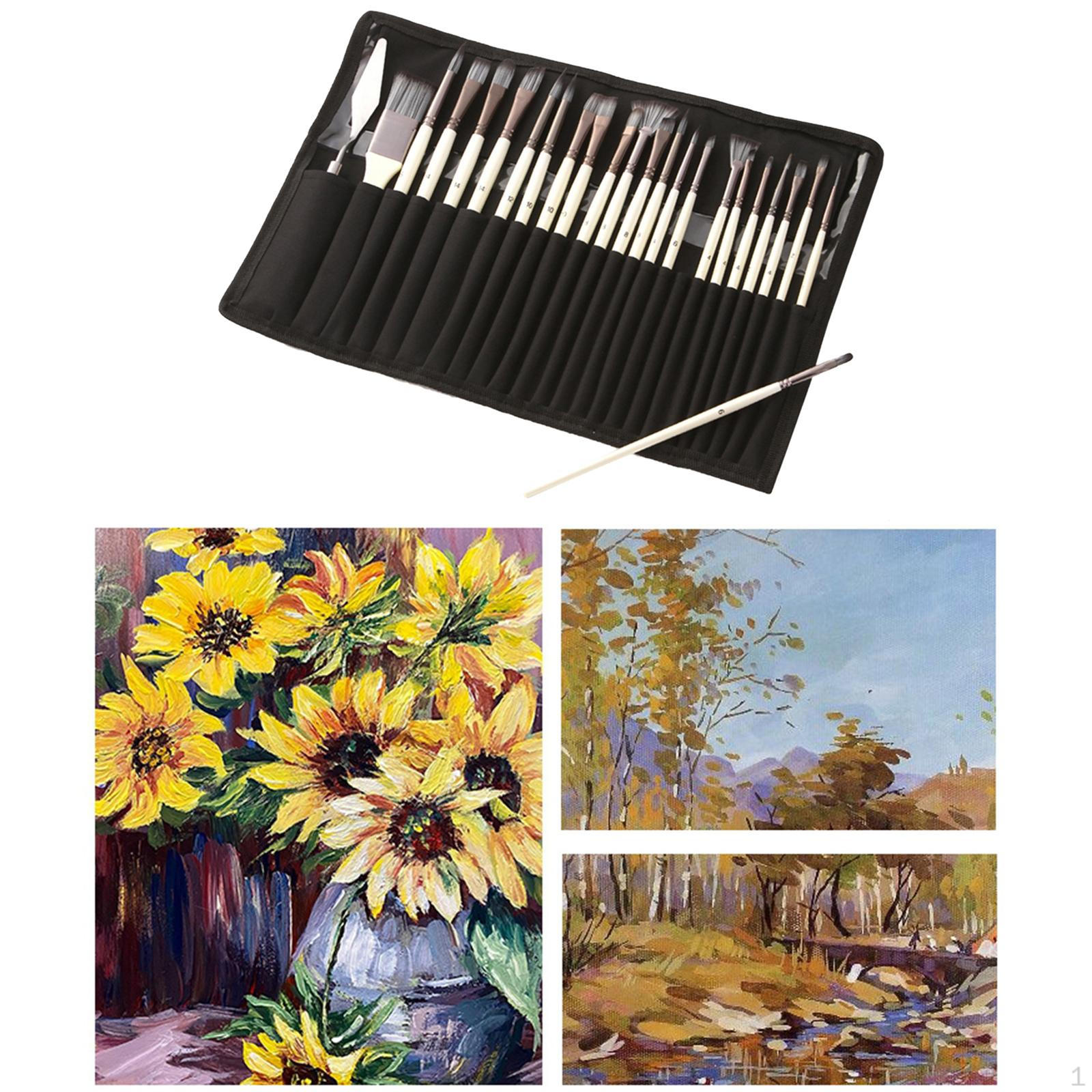 

Набор из 24 кистей для рисования, акриловые масляные кисти для рисования гуашью на холсте, в комплекте с рулоном для хранения Black Storage Bag