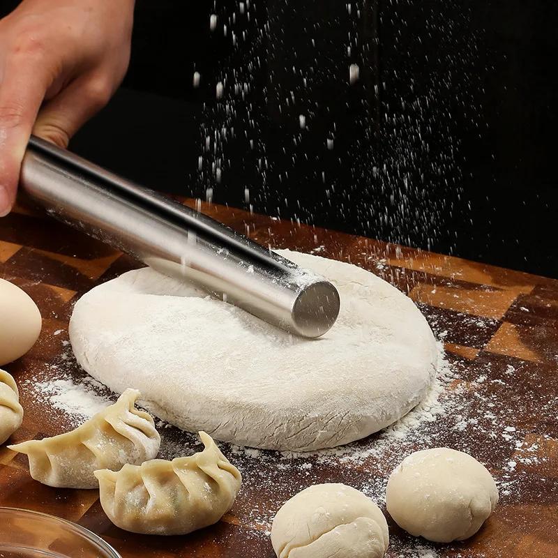 1 STÜCKE Haushalt Edelstahl Nudelholz Knetwerkzeug Haushaltsbackstock Roll Knödel Haut Nudelholz Mehl Maschine