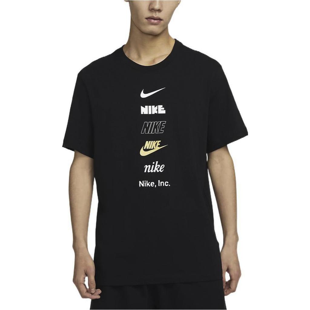 Nike Logo Print Crew Neck Short Sleeve T-Shirt Men Tops Black DZ2876-010