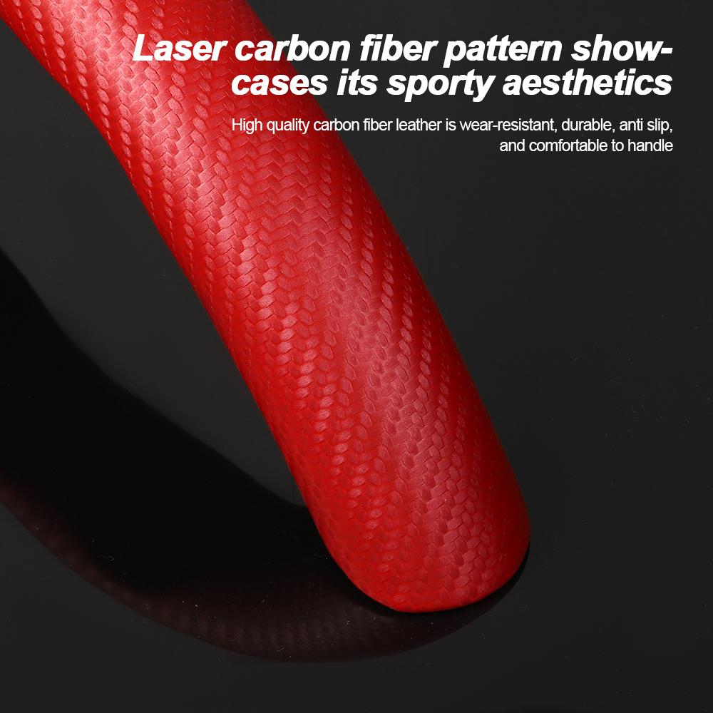 36cm Carbon Fiber Car Steering Wheel Cover Non-slip Ultra-thin Card Cover Summer Auto Handle Protective Cover Type D Universal