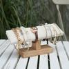 Elegant Sturdy Wood Jewelry Display Stand Accessory for Bracelets and Necklaces With Soft Lint Lining Stylish Designs