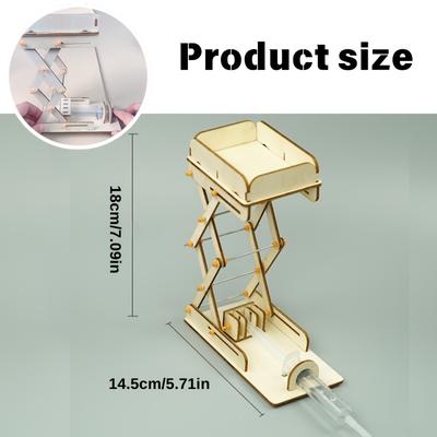 1 Ensemble Kit de Modèle d'Ascenseur à Pression d'Air en Bois DIY Expérience Scientifique Éducative Accessoire Outil de Démonstration d'Ascenseur Pneumatique Hydraulique.