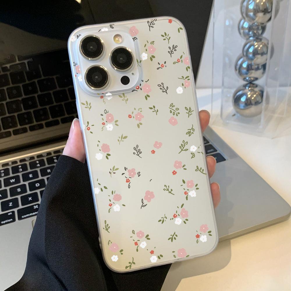 Fundas para teléfonos móviles para iPhone 11 13 15 Pro Max 12 14 Pro Max Funda para iPhone 16 15 Plus 13 Pro 12 Textura esmerilada Flores de dibujos animados pintadas