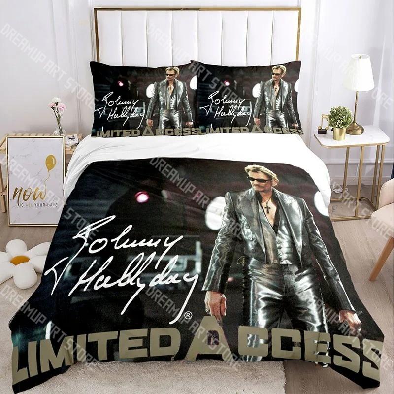 3D-Druck Johnny Hallyday Rock Bettwäsche-Set Einzelbett Doppelbett King-Size Vollgröße Bettbezug Kissenbezug Bett Jungen Mädchen Erwachsene Heimtextilien