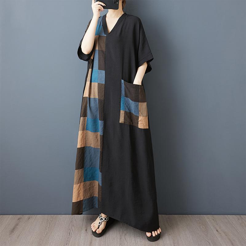 Dimanaf New Women 2025 Plus Size Summer Long Casual Dress Loose Linen Vintage Basic Maxi Dress 9860