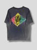 Vintage 90er Gotcha Rhythm Division sonnengebleichtes T-Shirt Streetwear Freizeit-Outfit Surfwear Single-Stitch-T-Shirt verblasstes Schwarz Groß