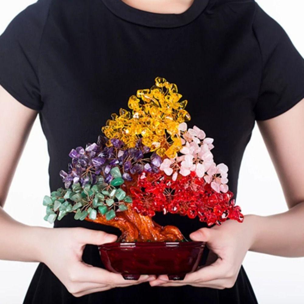 Sculpture 18cm Lucky Money Tree Artificial Ornaments Feng Shui Tree Gift Statue Fortune Tree Bonsai Home