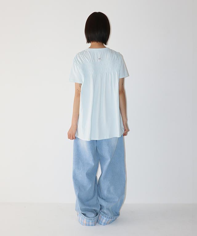 RONRON Smoked Flare T Shirt Soft Blue