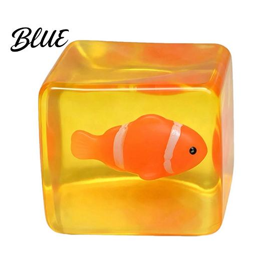 Luminous Ocean Animal Stress Cube Glow-in-the-Dark Toy Relief Squeeze Anxiety Toy Sensory Clear with Sea Inside