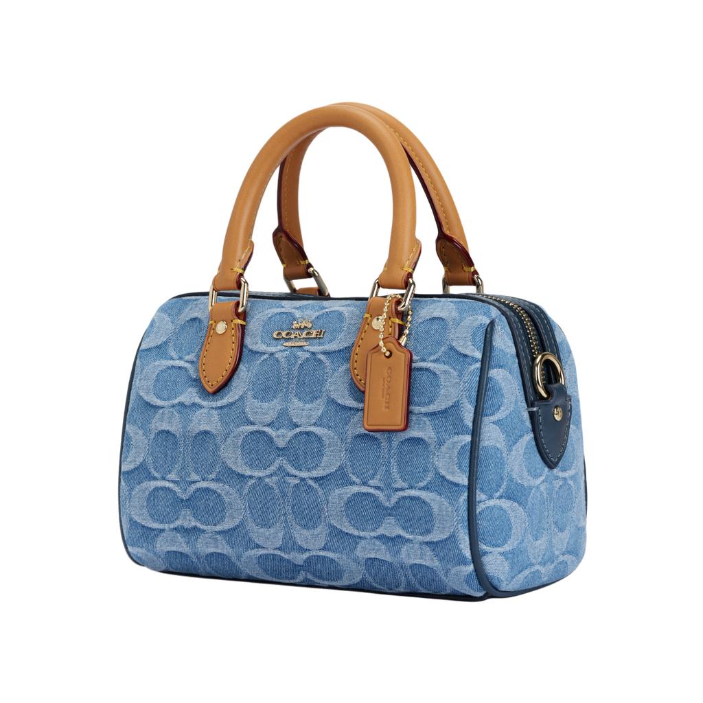 Coach Rowan 18 Classico Logo Tela Chiusura Superiore con Zip Tracolla Staccabile Borsa Boston Borse da Donna Indaco CDQ36-IMTYV