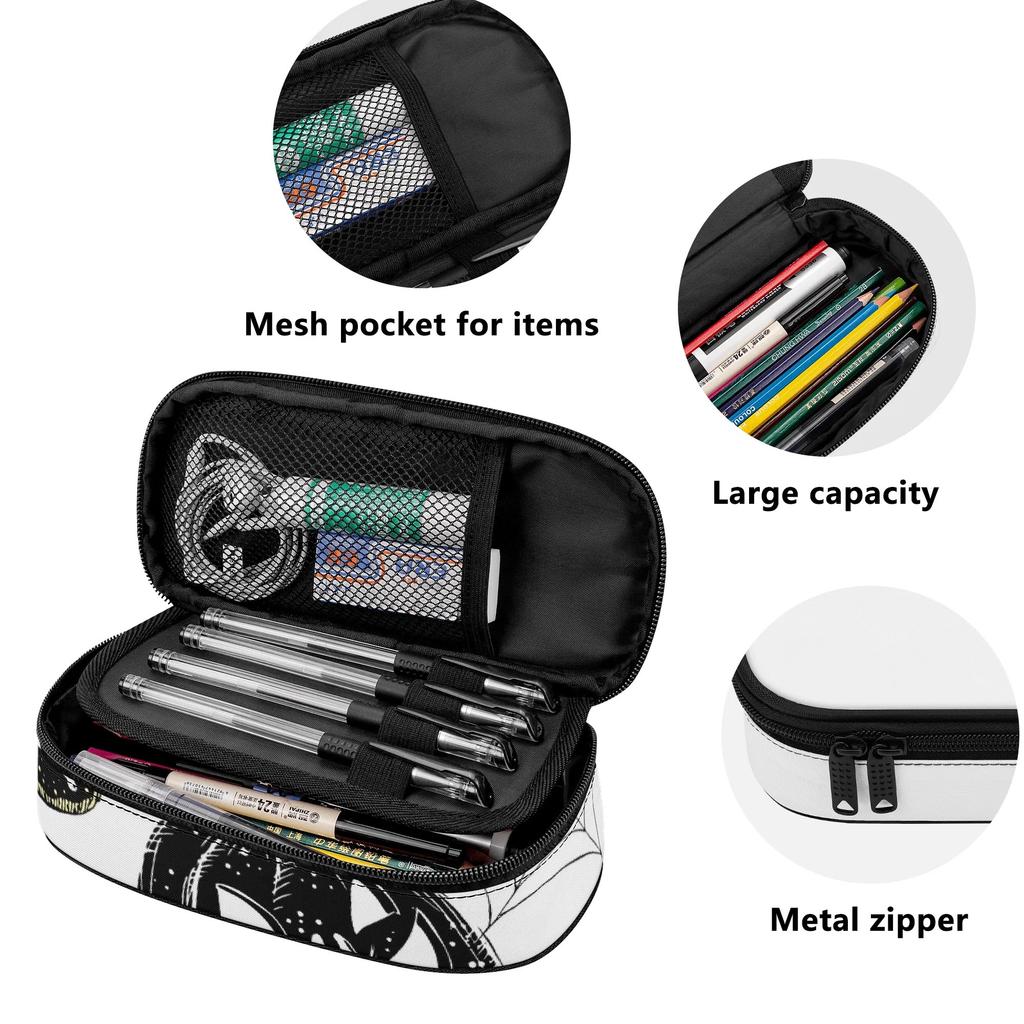 Pencil Bag Durable Polyester Fabric Roomy Interior Smooth Zipper with Main Compartment Mesh Pocket and Pen Slots for Boys Girls