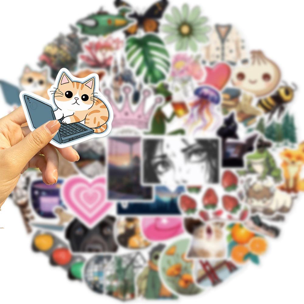 50-Piece Cartoon Trending Themes Graffiti Stickers - Waterproof DIY Decor for Guitar, Notebook & Luggage