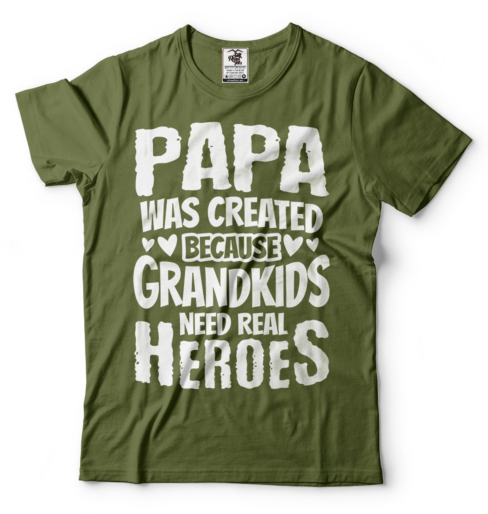 Mens Papa Hero T-Shirt: Grandfather Gift M