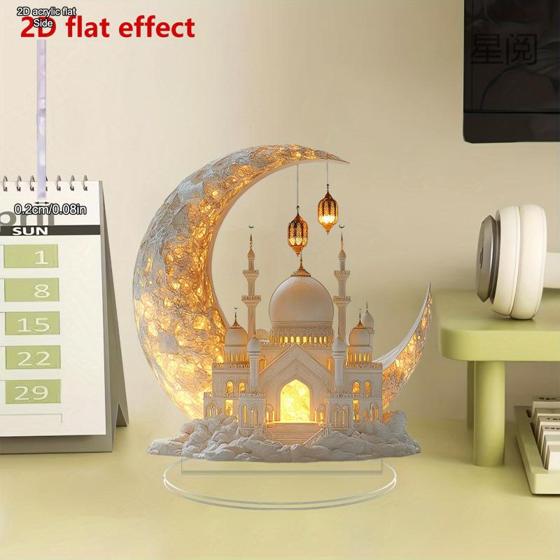 

2D Flat Acrylic Mosque Decoration, Indoor and Outdoor Decoration - No Battery/electricity Required, Free Day Decoration, Shop Decoration 20*19cm