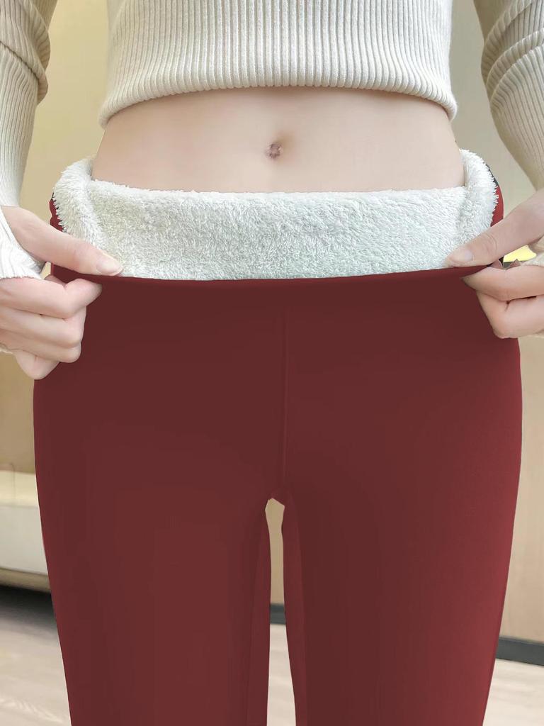 Temu Hot Selling Large Size Autumn/Winter Lambswool Warm Thick Elastic Fleece Lined Pants