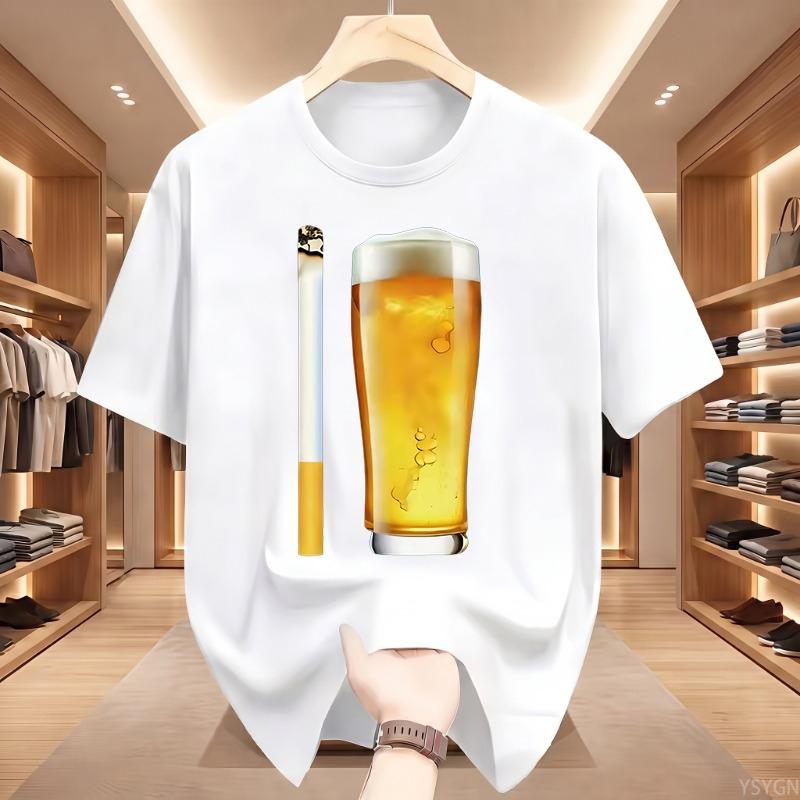 Funny Meme TShirt Cigarette And Beer Humor Joke Print T Shirt Unisex Fashion Casual Short Sleeve Streetwear Unisex Clothes Tops