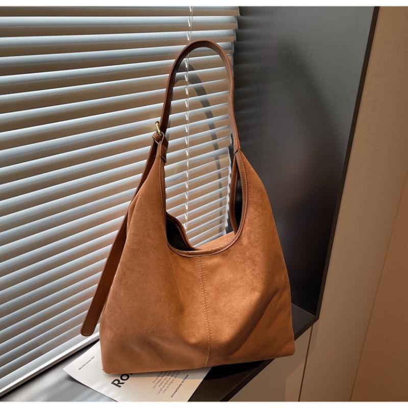 Suede Bag Women's Large-capacity New Autumn and Winter Retro Shoulder Messenger Bag Commuter Tote Bag