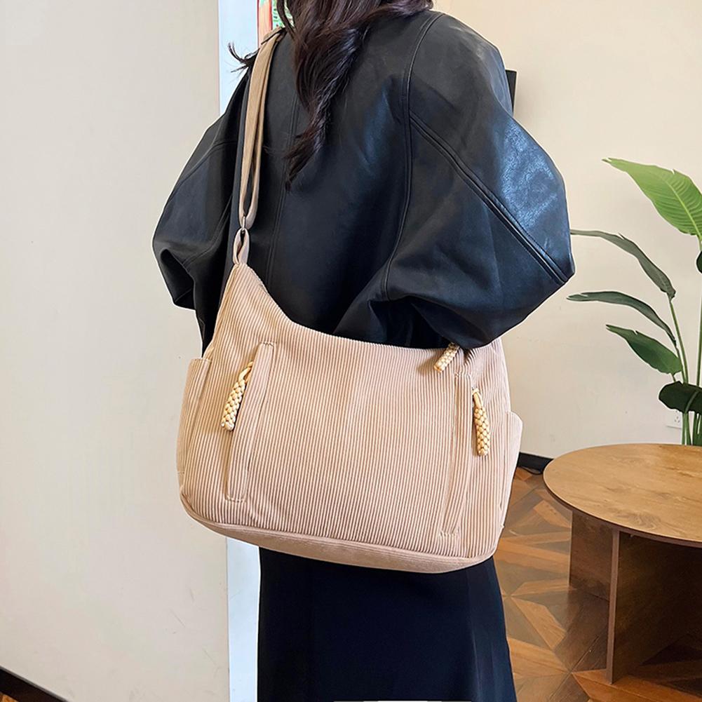Women Corduroy Large Capacity Stylish Crossbody Bag Adjustable Strap Tote Handbag Trendy Satchel Bag Outdoor Travel Bag