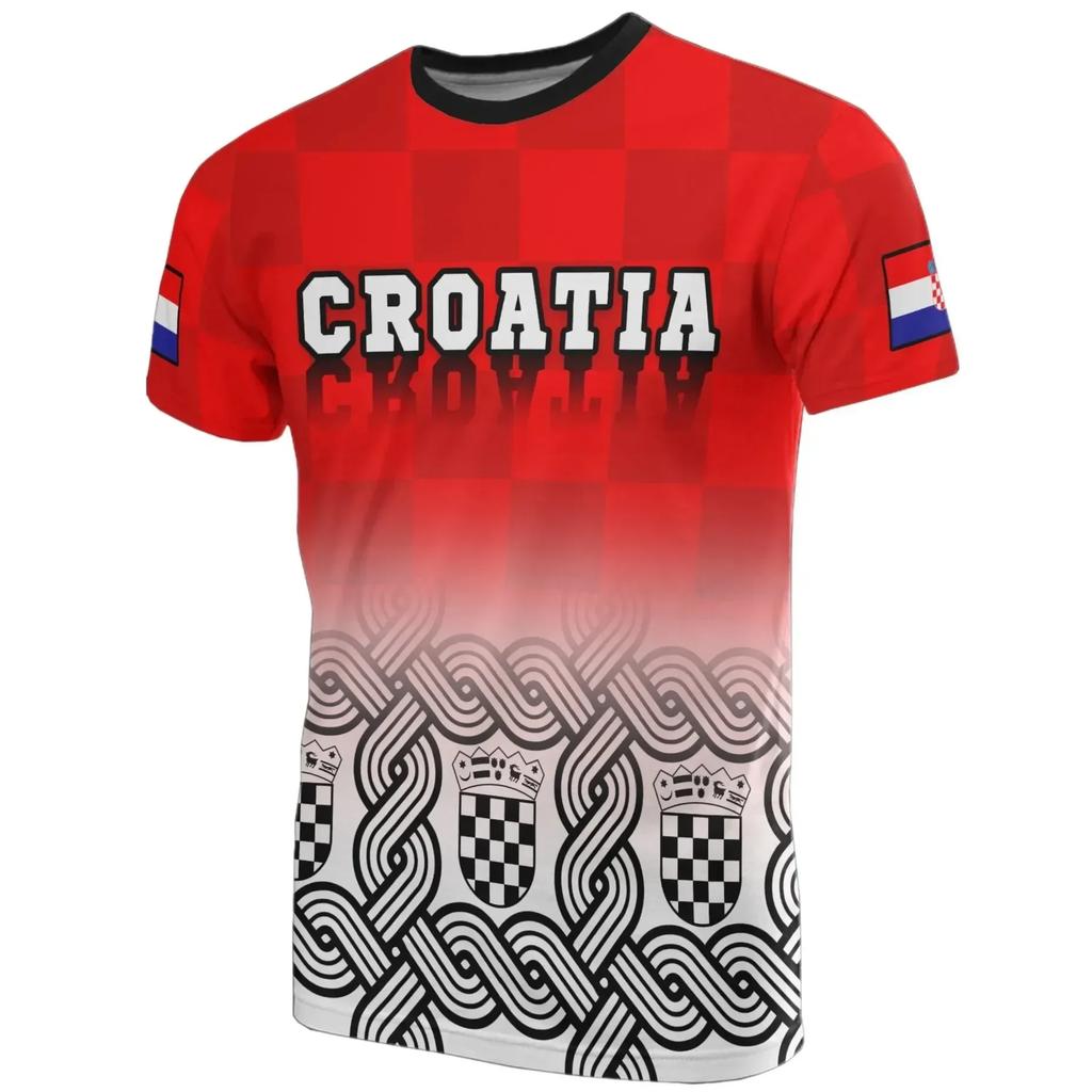Croatian Flag Printed T-shirt Men's Crewneck Comfortable Summer Oversized 6XL Graphic Tees Men T Shirts High Quality Clothes