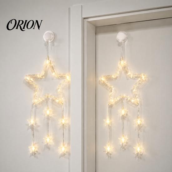 Christmas Star String Lights LED Window Decoration, Battery Operated Hanging Warm Waterproof Fairy Lighted Shaped Light for Walls, Windows,