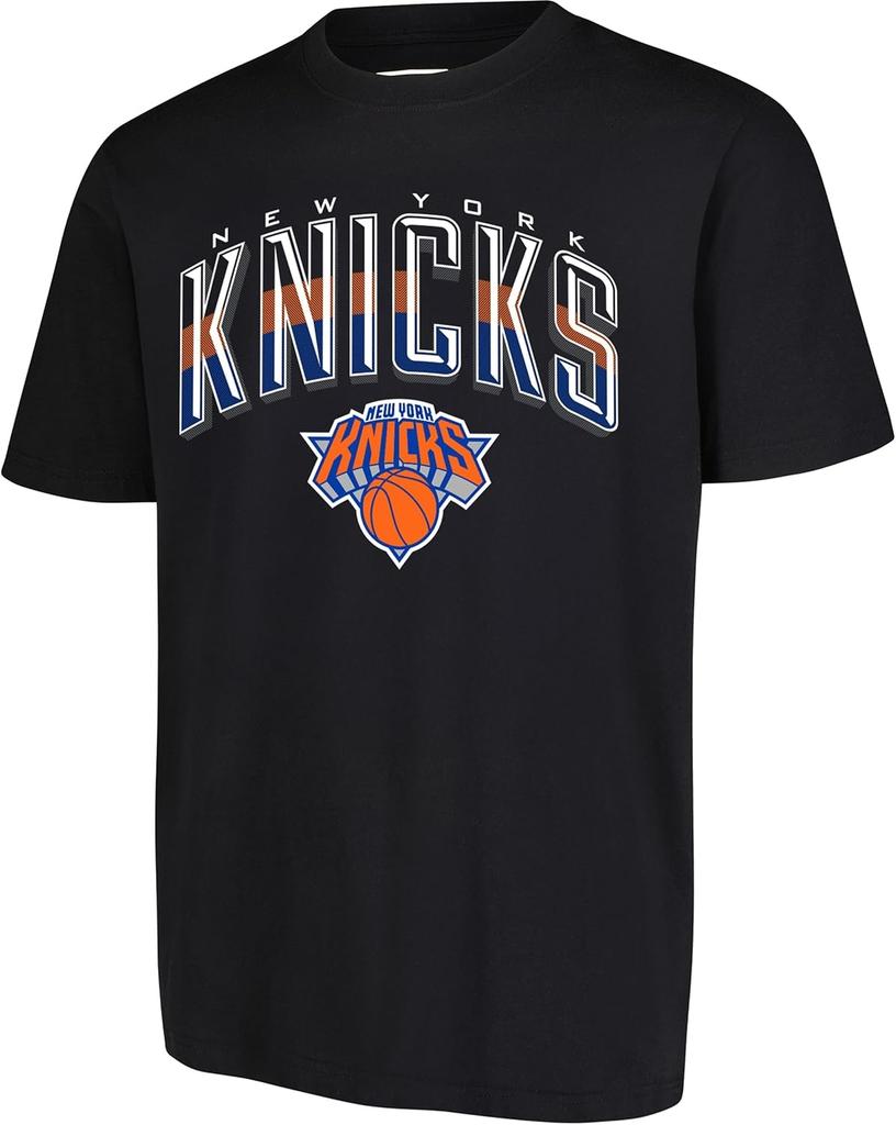 NBA New York Knicks Men's T-Shirt Arched Plexi Short Sleeve Tee Shirt, Medium, Black