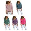 Women Shirt Lapel Long Sleeve Buttons Placket Shirt Tops with Pockets Pure Color Regular