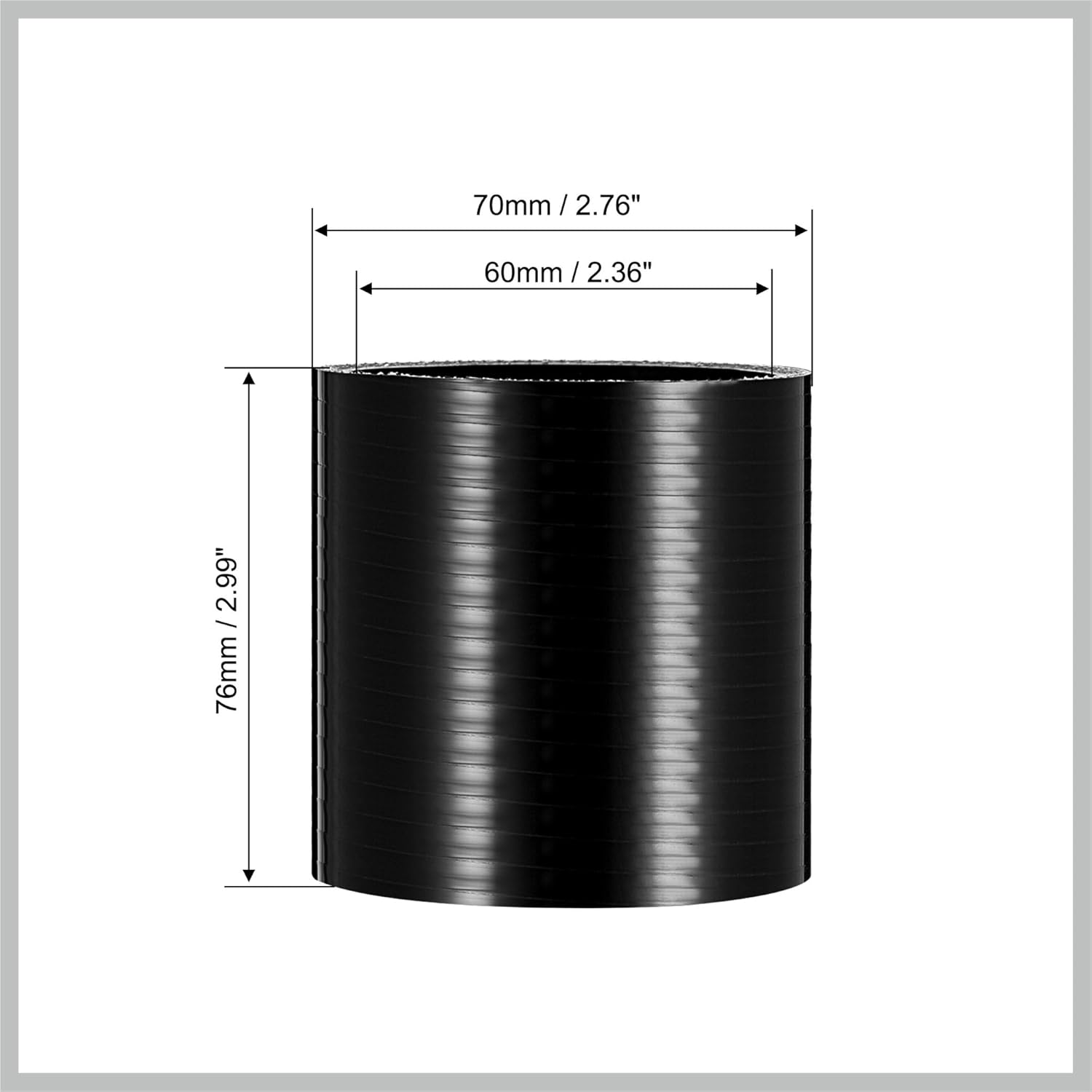 60mm 2.36  ID Universal Car Straight Silicone Coupler Turbo Pipe Replacement 76mm Black Replacement Car Parts