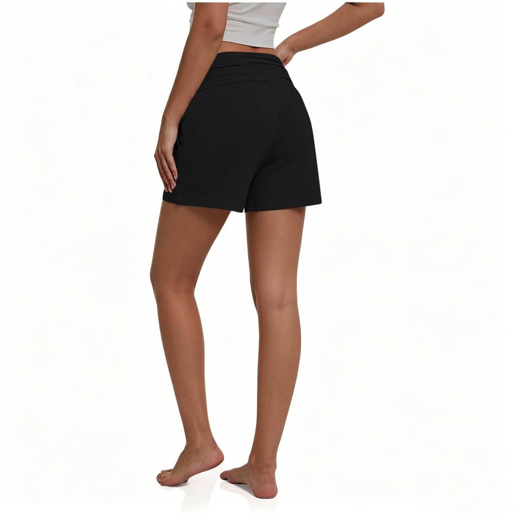 Women's High Waist Stretch Shorts with Pockets