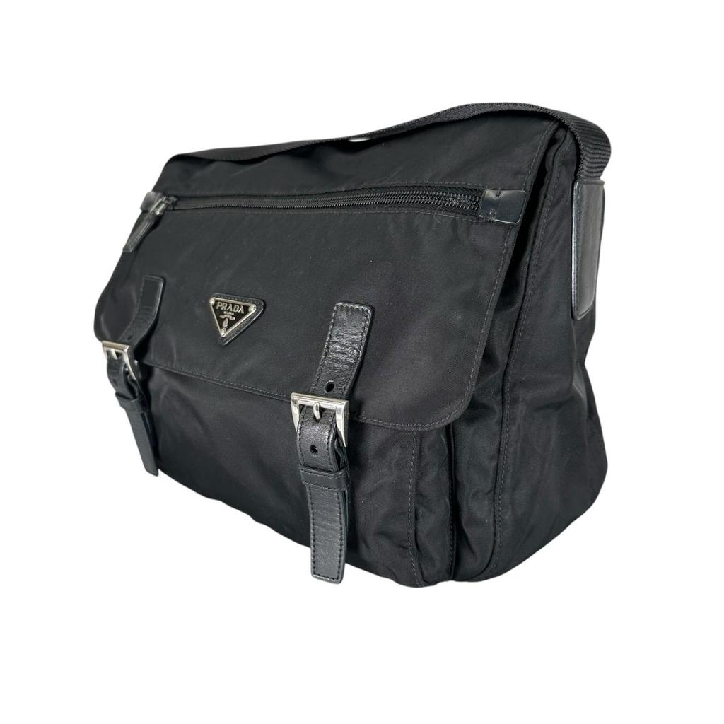 PRADA Triangular logo Messenger bag black Women used