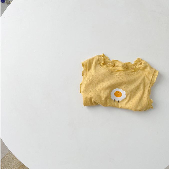 Girls Summer Thin Mesh Breath Cotton Edge Vest Baby Girl Cartoon Sleeveless Bottom T-Shirt Top