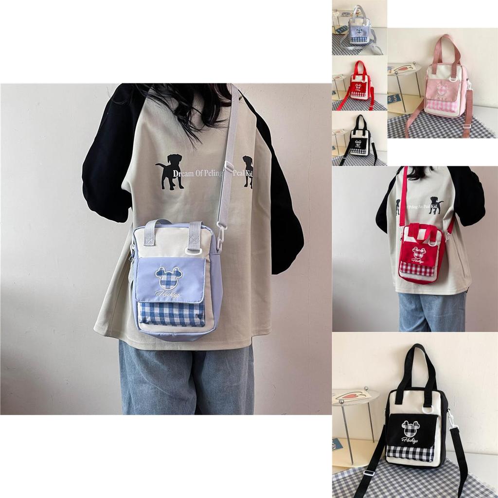 Cute Street Style Nylon Shoulder Bag For Students With Zipper Closure And Inner Pocket