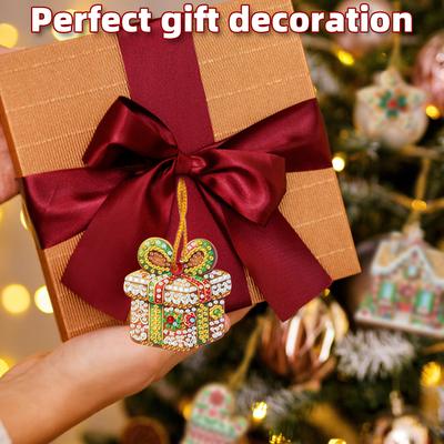6pcs Xmas 2D Flat DIY Special Shape Rhinestone Diamond Art Window Pendants Diamond Art Pendant Wall Decor for Home & Windows