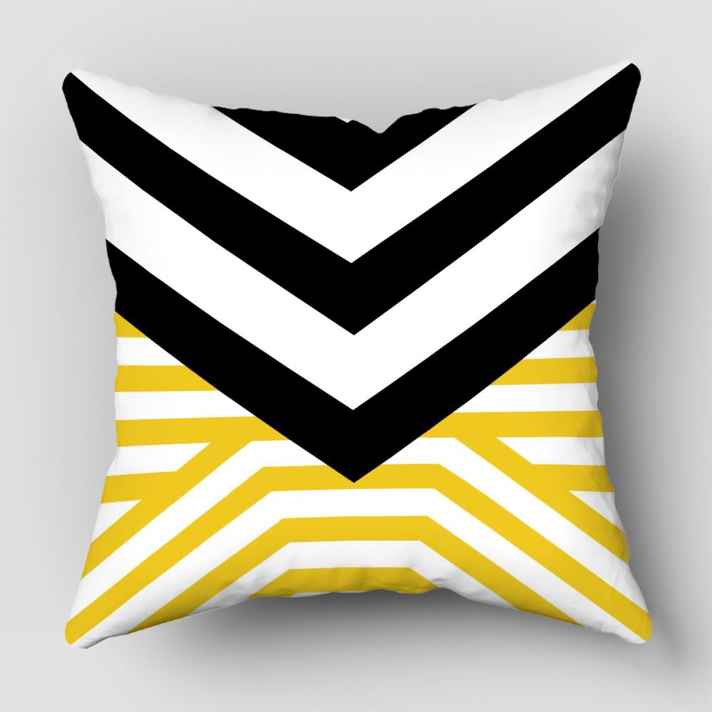 Nordic Yellow Black Abstract Geometric Line Printing Pattern Cushion Cover Home Living Room Sofa Decorative