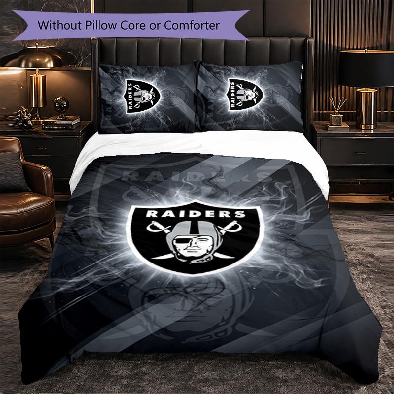 Set Biancheria da Letto 3 Pezzi in Microfibra con Motivo Las Vegas Raiders Decorazione Copripiumino per Camera da Letto Uso Domestico