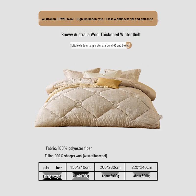 Mercerized Textiles 100% Australian Wool Thickened Duvet