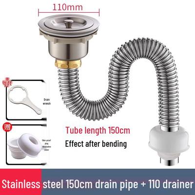 Kitchen Sink Stainless Steel Drain Pipe Set