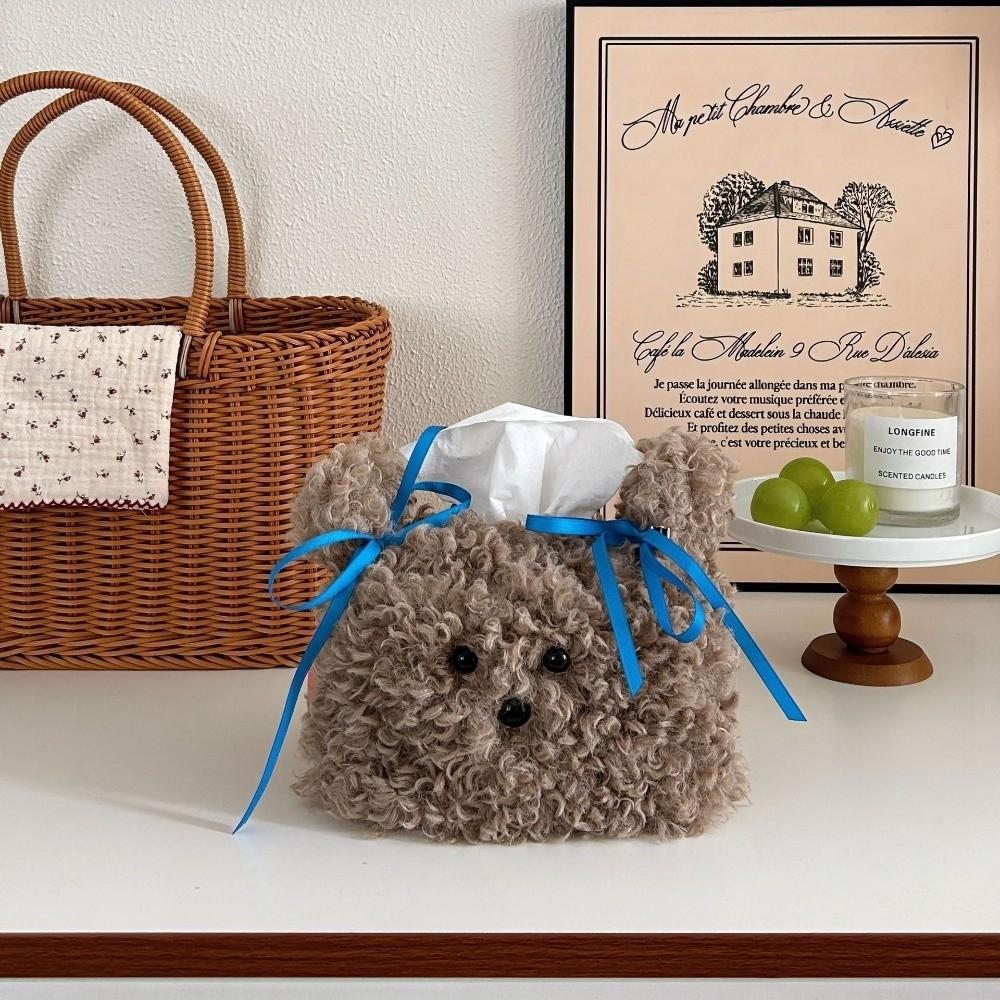 Square Shape Tissue Box Cover Plush Tissue Case Cute Napkin Dispenser Holder Home Decor