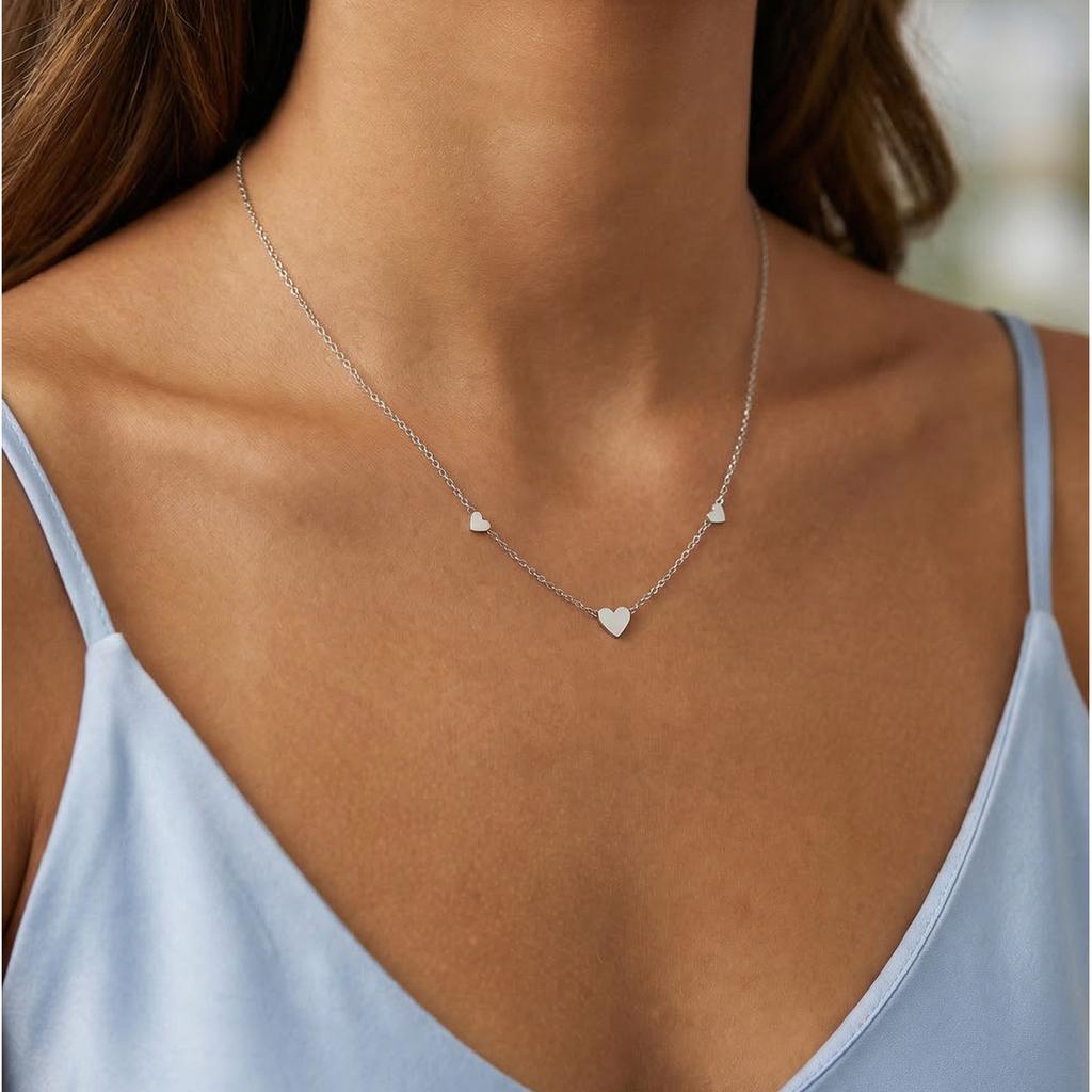 Heart Necklace Anti-allergy Stainless Steel Choker Chain Link Necklaces for Women Dainty Minimalist Fashion Accessories