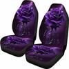 Purple Rose Patterned Car Seat Covers Universal Front Seat Protection for Sedans Suvs Trucks