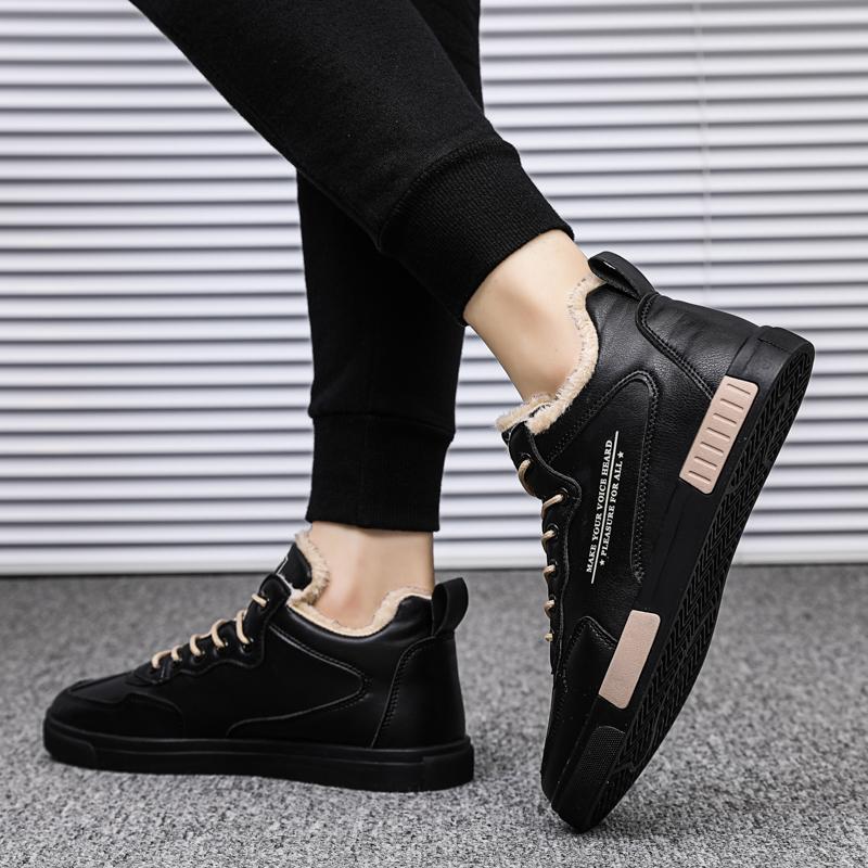 Warm Winter Boots Men Work Winter Cotton Shoes For Men Lace Up Fashion Plush Comfort Men's Boots Casual Winter Shoes Male