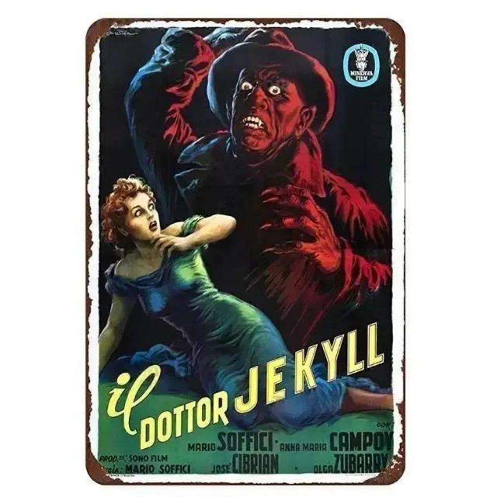 Kovové nástěnné umění Halloweenská hororová dekorace 20x30cm Domácí Jeskynní Muž Filmová cedule