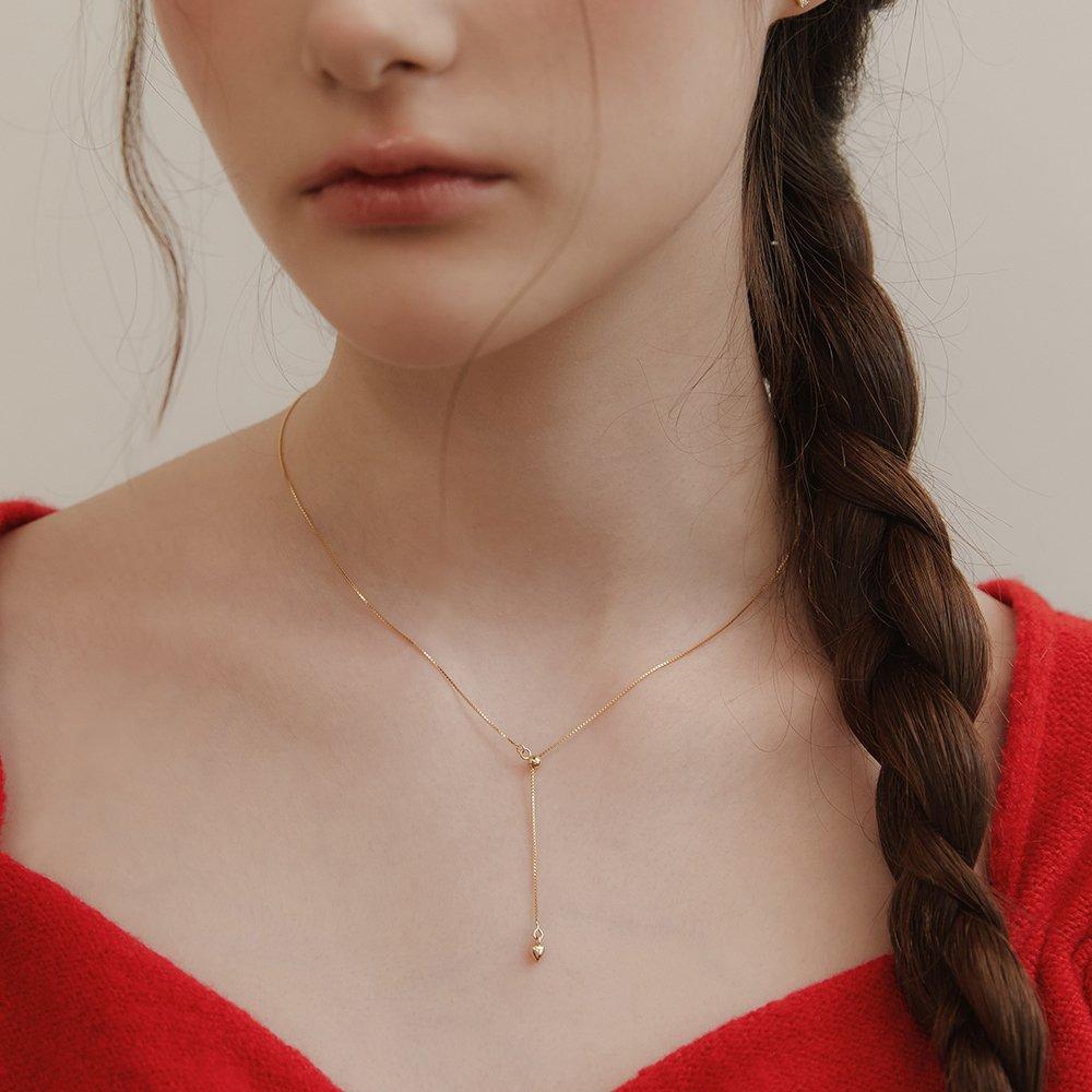 (92.5 Silver) Heart Tail Y-Line Necklace Nz2425
