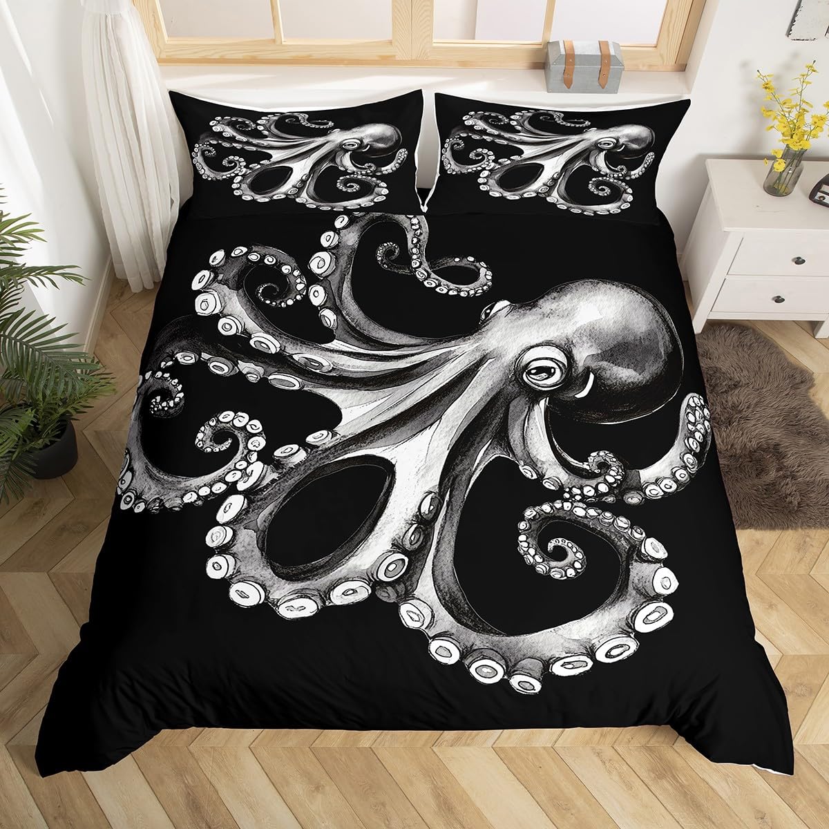 

Octopus Cartoon 3D Print Bedding Set Cozy Duvet Cover King Queen Twin Single Size Birthday Gift Boy Kid Adult Bedroom Decoration EU Single 135x200cm
