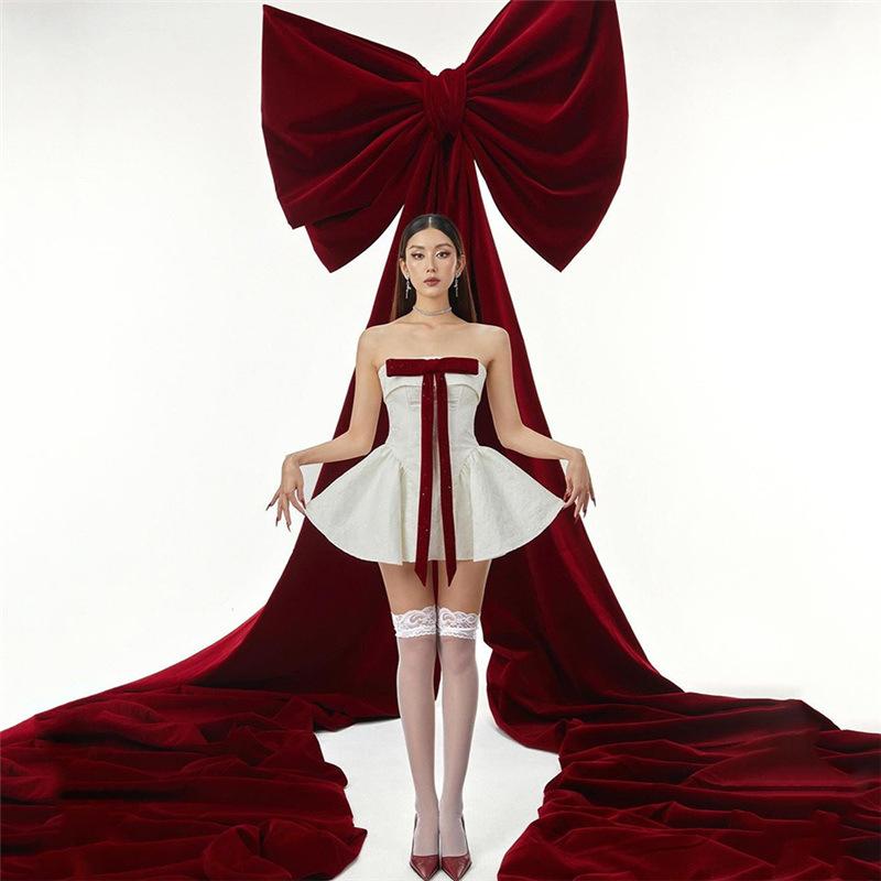 Women's Fall Fashion Sexy Line Neck Top High Waist Dress