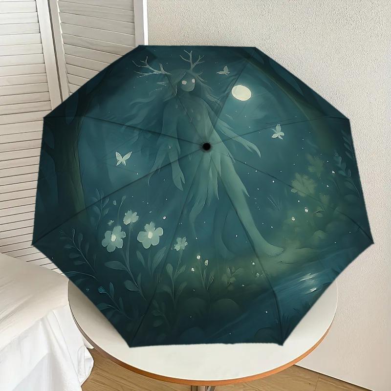 Enchanted Forest Moonlit Journey: A Mystical Umbrella with Automatic Opening & Closing, Perfect for Outdoor Adventures and Travel Accessories 180
