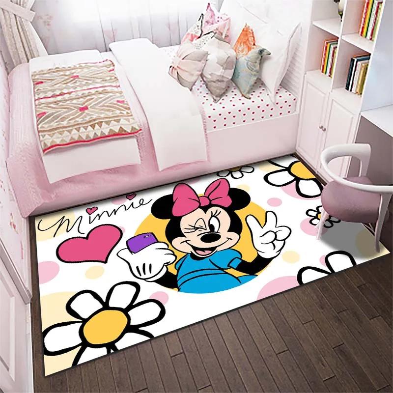 Cute Cartoon Carpet Minnie Mouse Printed Rug for Home Living Room Bedroom Kids Room Decor Non-slip Floor Mat Next Day Shipping